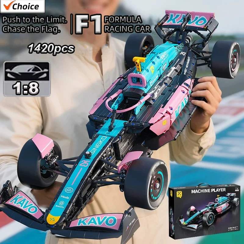

НОВЫЙ набор строительных блоков гоночного автомобиля F1, детский игрушечный строительный комплект, Коллекционная модель дисплея, подарок на день рождения, детский развивающий игровой набор STEM