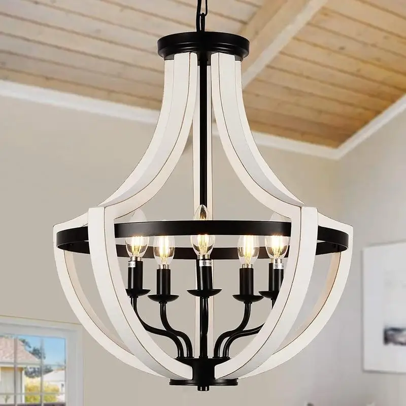 

Modern Solid Wood Chandelier - Elegant Design for Living Room, Dining Room, or Entryway Lighting - Stylish and Durable Home