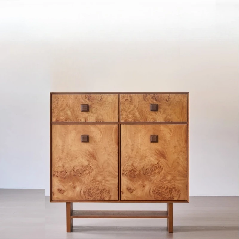 

shoe cabinet household indoor entrance door storage cabinet integrated against the wall new log wind solid wood door entrance