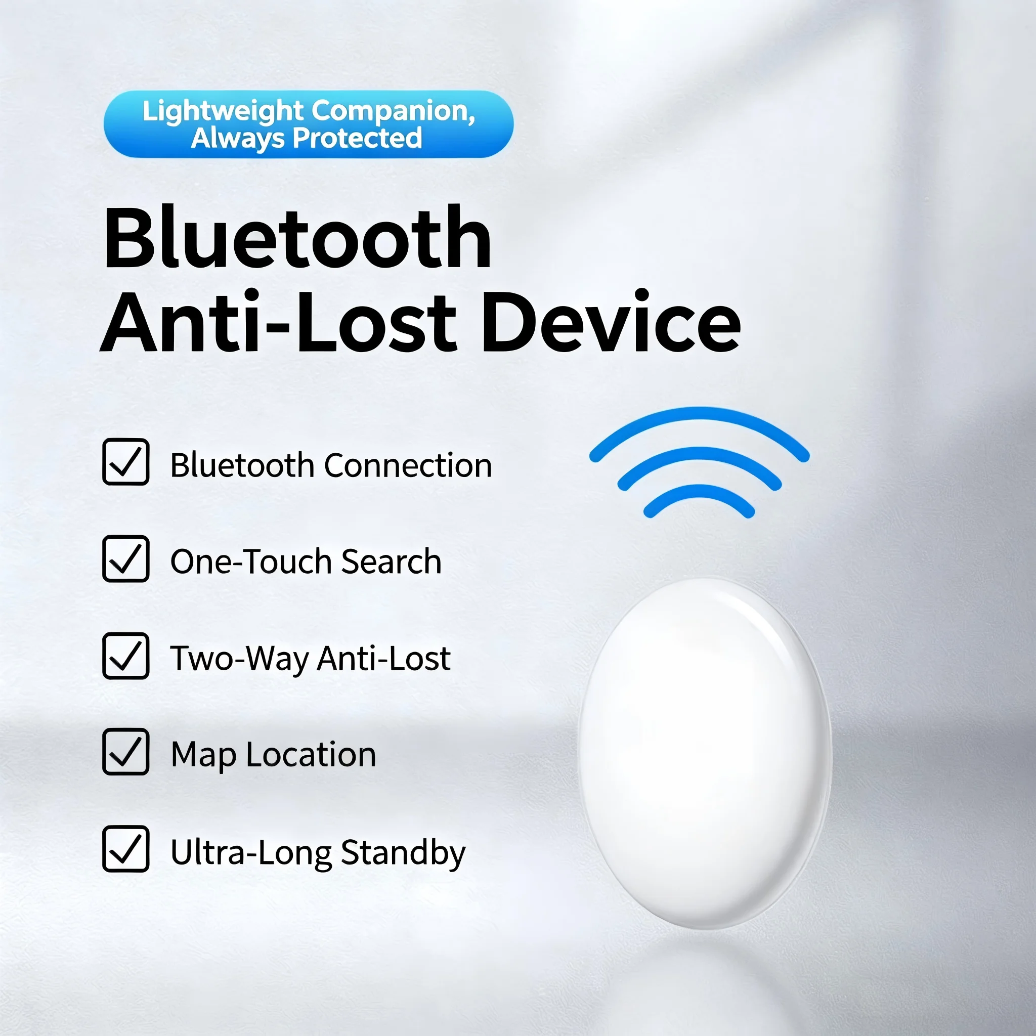 Rastreador Bluetooth Anti-Perda com Sistema Operacional Duplo, Compatível com iOS Find My e Android, Localizador com Alarme Sonoro para Chaves, Celulares e Itens Pessoais