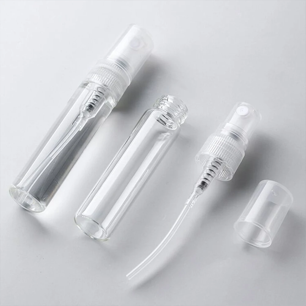 20/50pcs 2ml 3ml 5ml 10ml 미니 향수 병 안개 스프레이 병 빈 분명한 분무기 유리 병 휴대용 향수 샘플 병