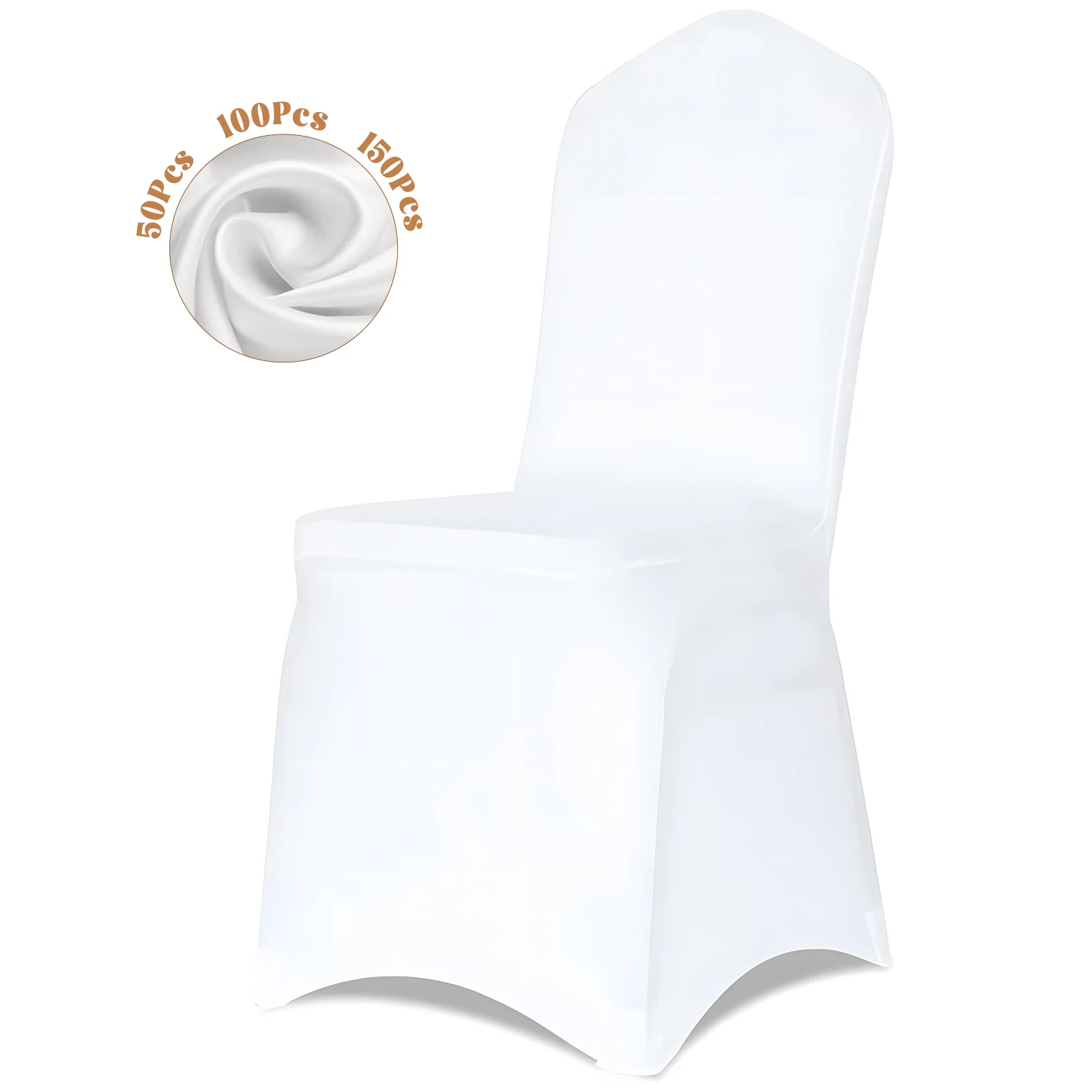 50Pcs To 150Pcs White Chair Covers , Stretch Spandex Chair Covers, Polyester Slipcovers Protector, Bulk Chair Covers for Party,