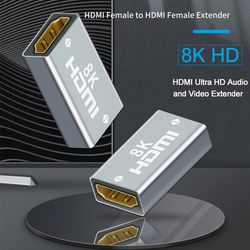 Hdmi-ケーブルコンバーター2.1女性用-女性用アダプター,4k 8k 60hz,ps4 pc tvプロジェクターケーブルhdエクステンダー