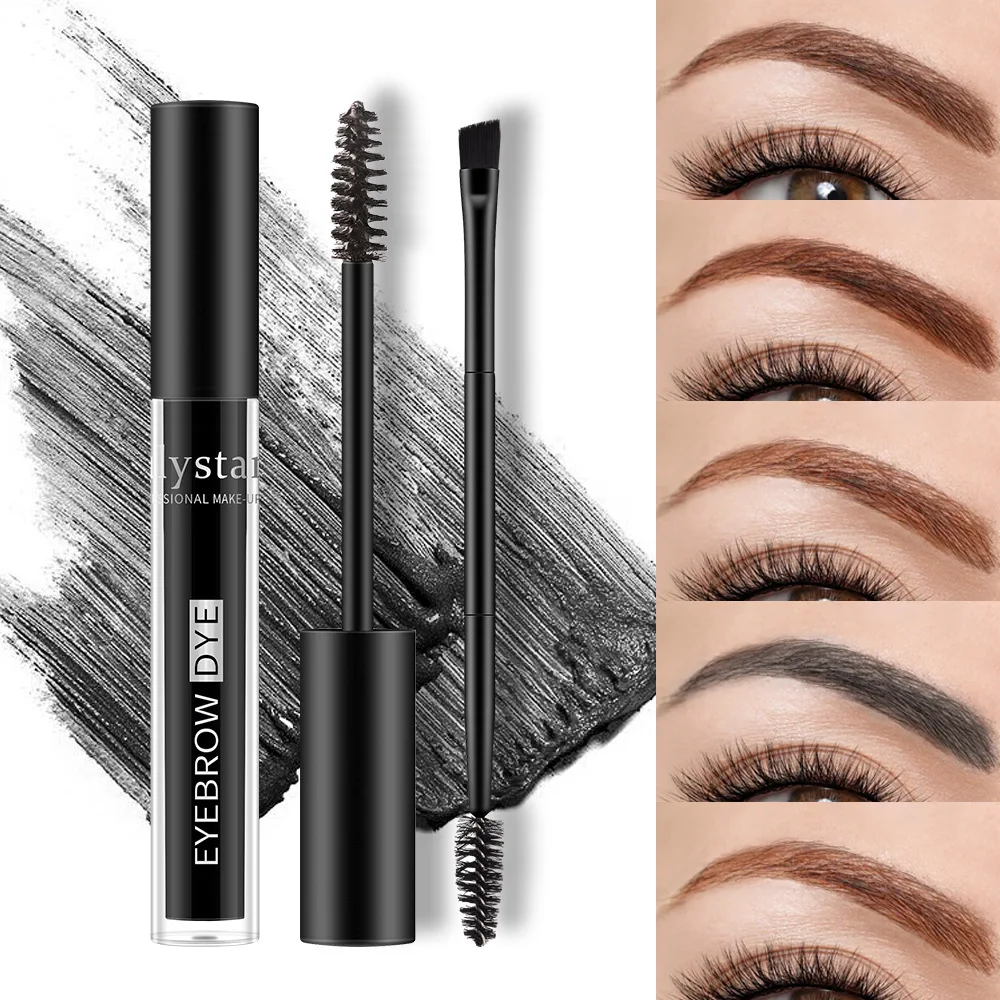 5 Color Dual Ended Liquid Brow Gel Waterproof Smudge Proof 24H Hold Feathery Natural Look for All Day Wear Eyebrows Cosmetics