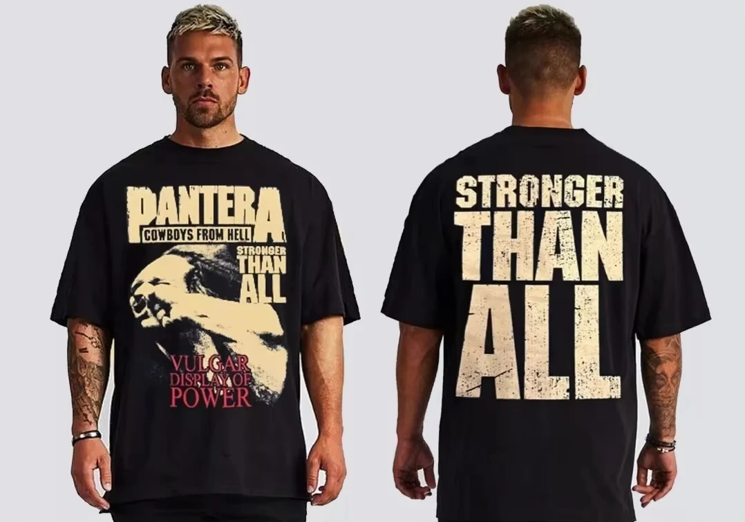 

American Vintage PANTERA STONGER Than All GROOVE Metal Printed T-Shirt Summer Men's Women's Summer Fashion Streetwear