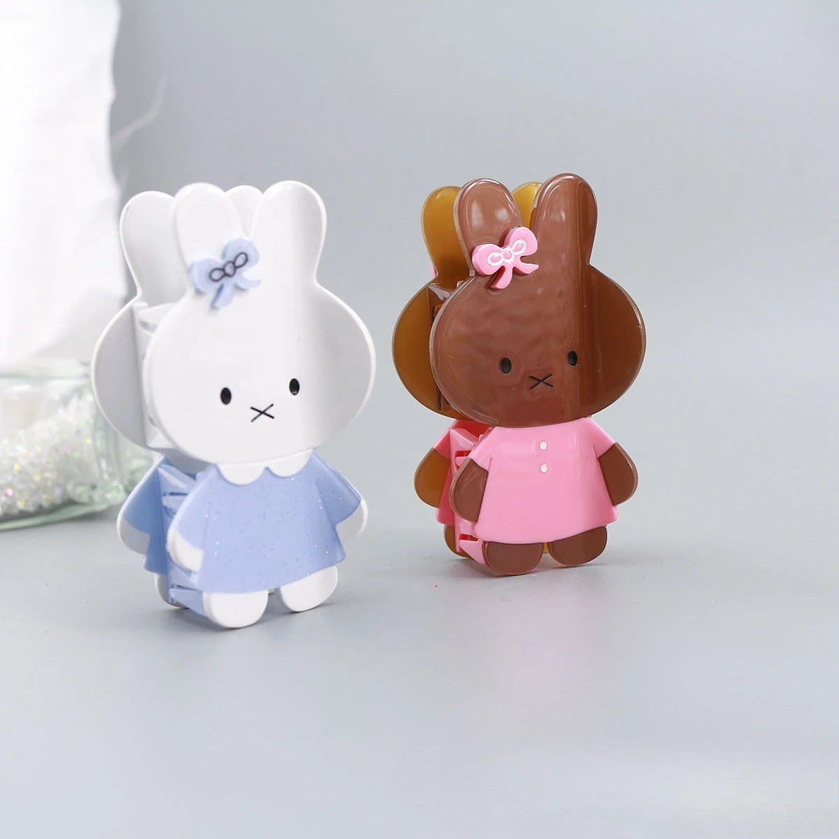 

NC милый коготь из кроличьей шерсти, мультяшный дизайн, бант, кролик, сестры, ацетатные заколки для волос, заколка для волос в виде краба, аксессуары для волос для женщин и девочек