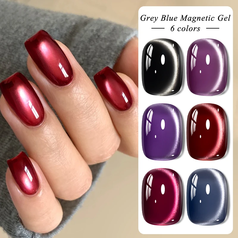7ml Moonlight Magnetic Cat Eye Gel Nail Polish Grey Blue Red Black Autumn and Winter Nails Ultra Shine Soak Off UV Gel Nail Art