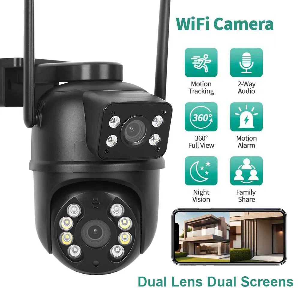 BELIA 4K 8MP WiFi Surveillance Camera, Dual Lens, 4X Digital Zoom, AI Human Detect,  Outdoor Security PTZ IP Cameras
