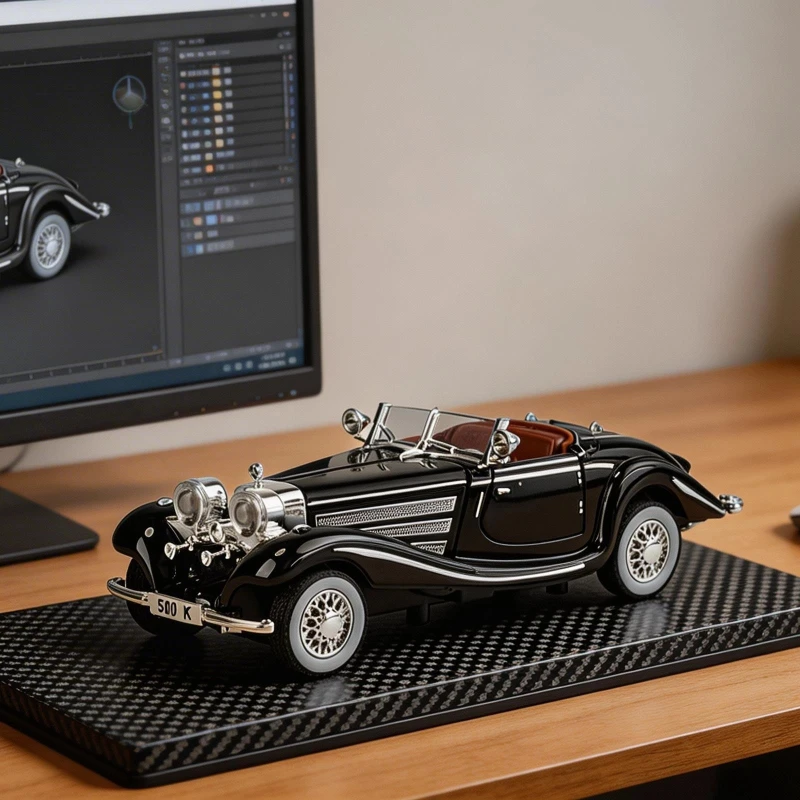 

Модель классического автомобиля-кабриолета 500K из сплава, масштаб 1:32, с подсветкой, украшение для интерьера, подарок для детей, игрушка для мальчика
