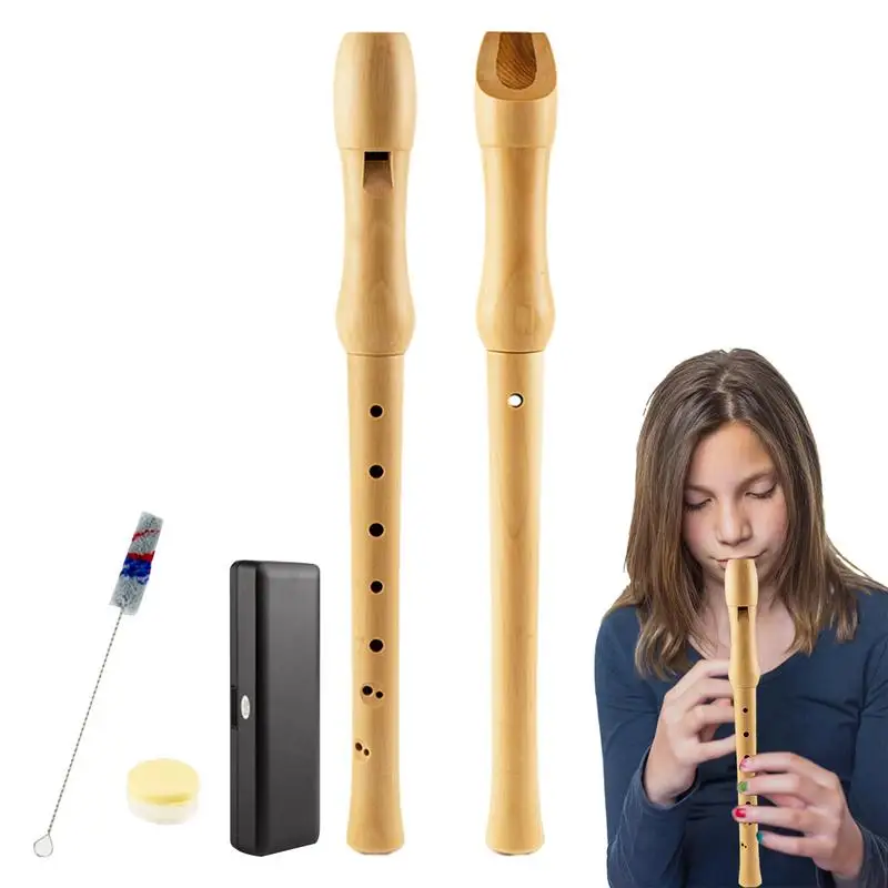 Wooden Recorder 8 Hole Fingering Flute Kids Soprano Recorder Soprano Recorder Instrument With Lubricating Grease And Cleaning