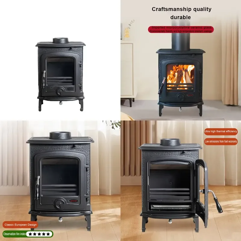 for Modern Style Eco-friendly Indoor Wood Burning Stove Traditional Iron and Cast Iron for Home Heating