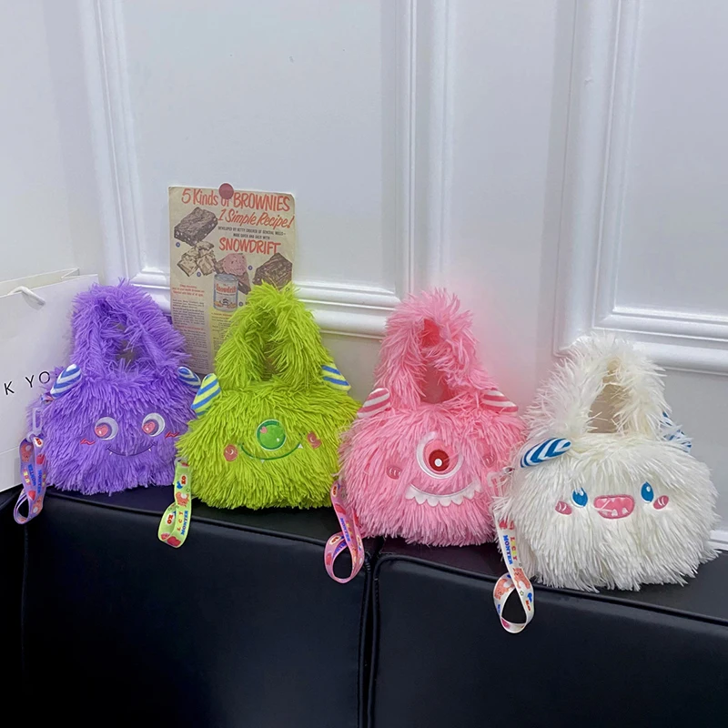 Petits monstres de dessin animé, sacs à bandoulière en peluche à une épaule mignons, sacs pour téléphone portable, sacs pour femmes, tides