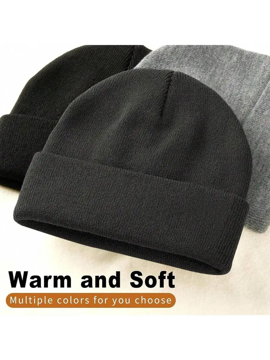 Men's Double Layer Warm Knit Beanie Hat