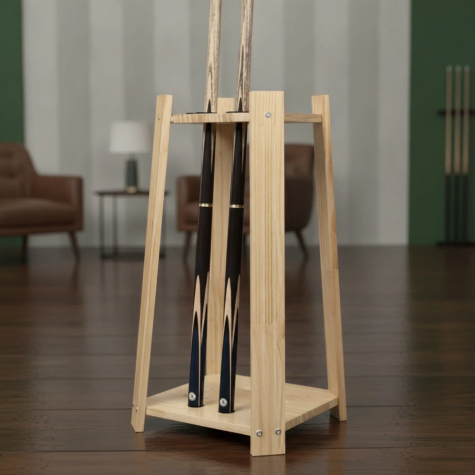 Billiard Cue Rack Solid Hardwood Pool Stick Holder Floor Stand Pool Cue Holder Stable Furniture Long-Lasting for Game Room view 2