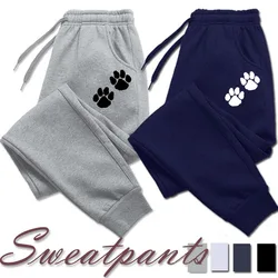 Autumn Winter Women's Sports Pants Trousers Cute Cat Paw Print Jogging Pants Casual Fitness Fleece Warm Sports Yoga Pants