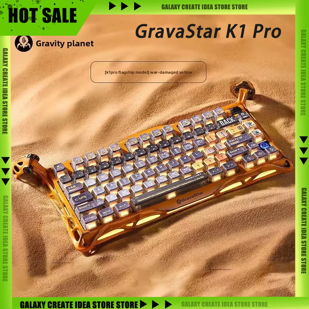 GravaStar K1 Pro Tri-Mode E-sports Mechanical Keyboards Long Battery Life RGB Wireless Gaming Keyboard For PC Gamer Gifts