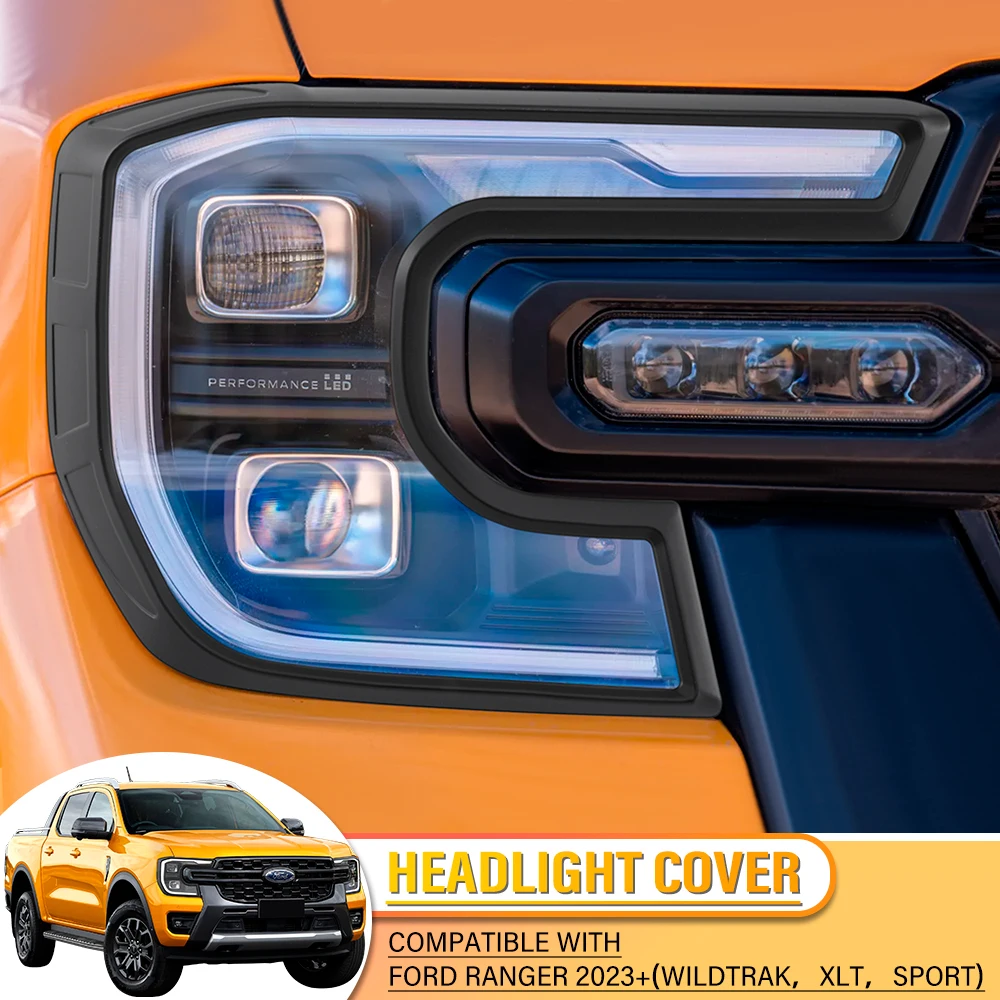 2PCS Head Lights Cover Front Headlights Protector Cover Guard For Ford Ranger T9 2023 Wildtrak XLT Sport Next Gen Accessories
