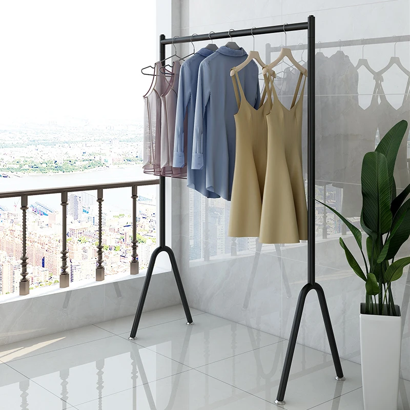 

Stainless Steel Single Rod Floor-Mounted Clothes Drying Rack Indoor Balcony Clothes Hanger Outdoor Quilt Drying Storage Rack