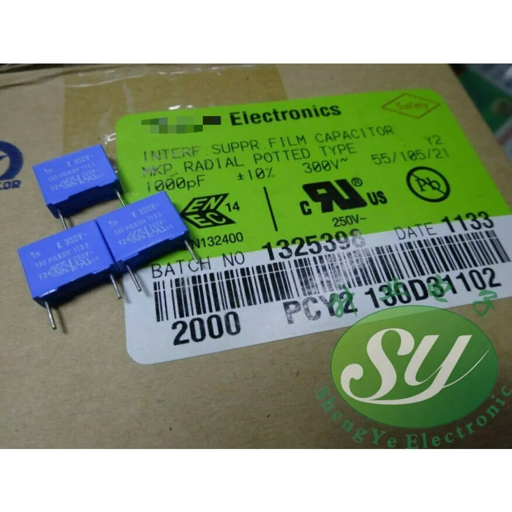 

10PCS MKP 0.001uf/300vAC 1.0nf 1000pf 102 New 10mm Film Capacitor