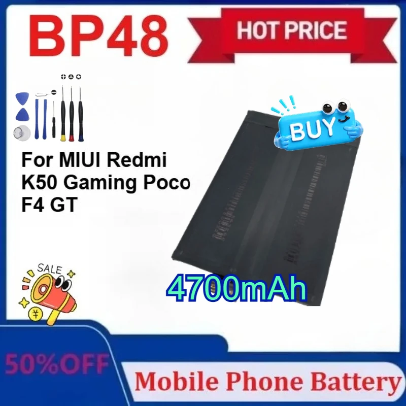 

New BP48 Mobile Phone Battery 7.74V 4700mAh for Xiaomi Redmi K50 Game for Xiaomi Poco F4 GT with Tools