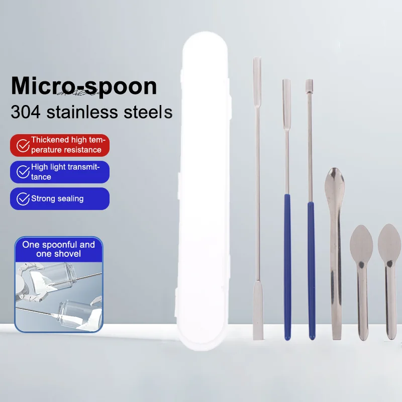 Stainless Steel Medicine Spoon Thickened Single Double Square-Head Drug Reagents Sample Weighing Laboratory Spoon