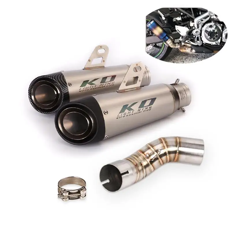 Motorcycle Mid Exhaust Link Pipe 310mm Muffler Stainless Steel Escape Connect Tube Slip On For Kawasaki Z900 Until 2019