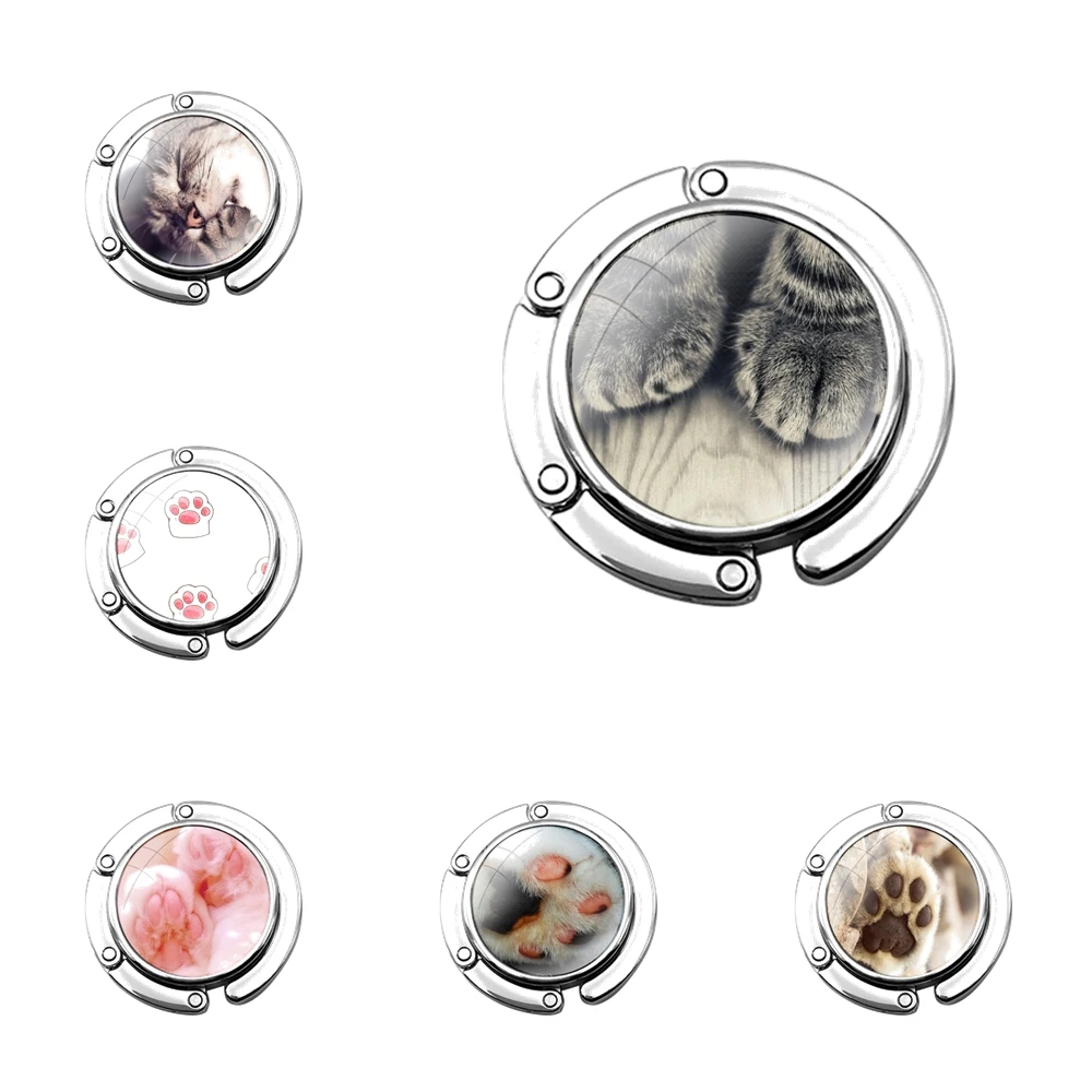 

Складной крючок для кошелька, Женская настольная Сумочка, складной декоративный Настольный крючок с кошачьей лапой