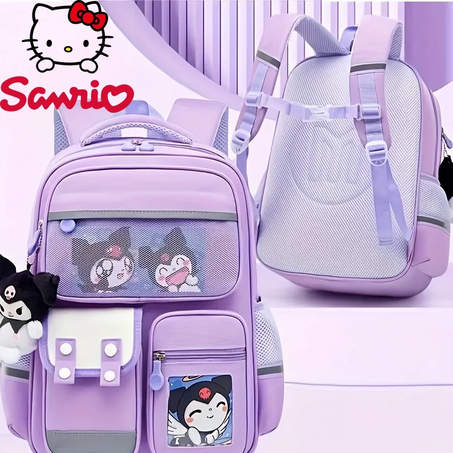  Kuromi Lightweight Backpack Adjustable Shoulder Straps Multiple Pockets Organizational Compartments Student Bag School