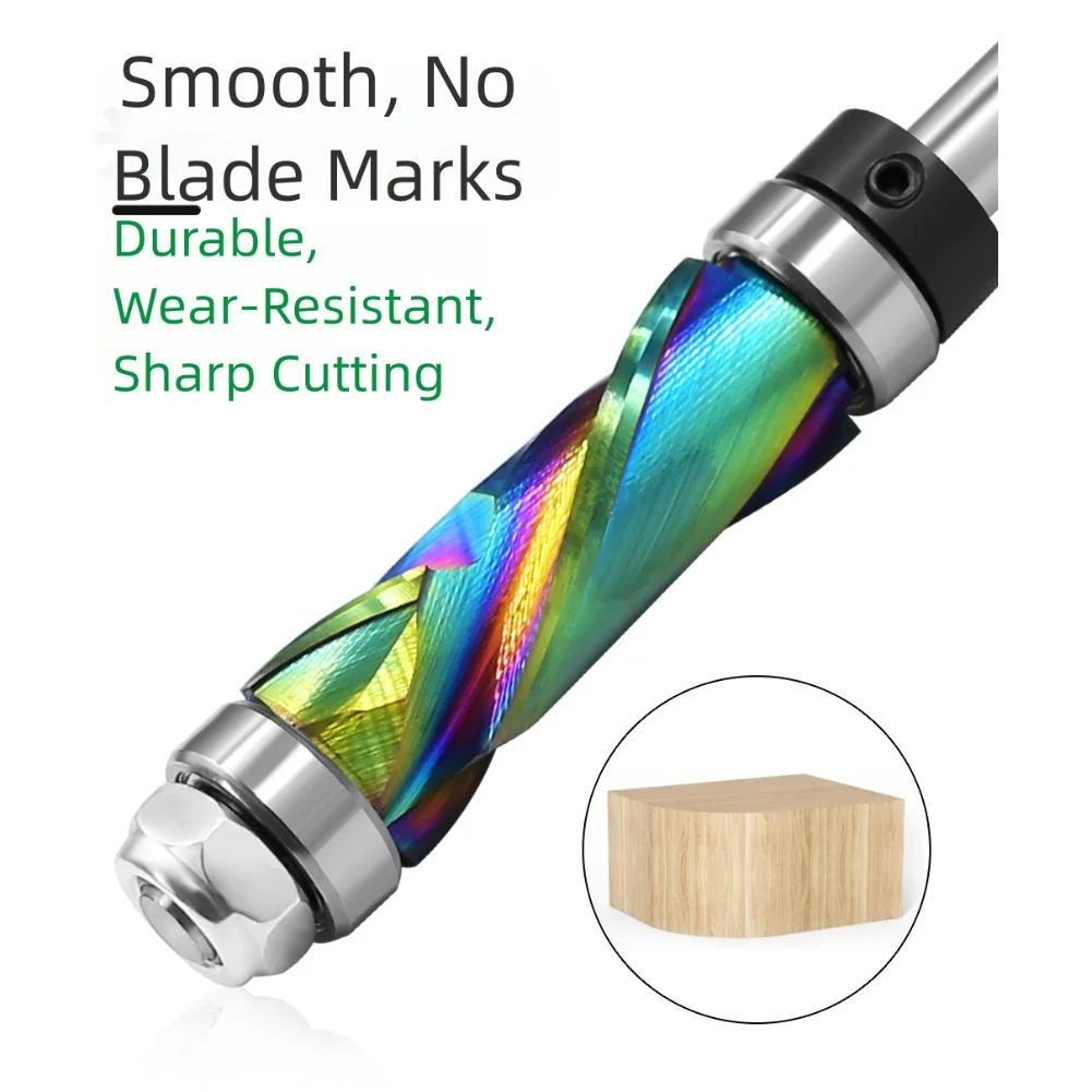 

1pc DLC Coating Solid Carbide Bearing Guided Milling Cutters Spiral Flush Trim Shank Woodworking End Mill