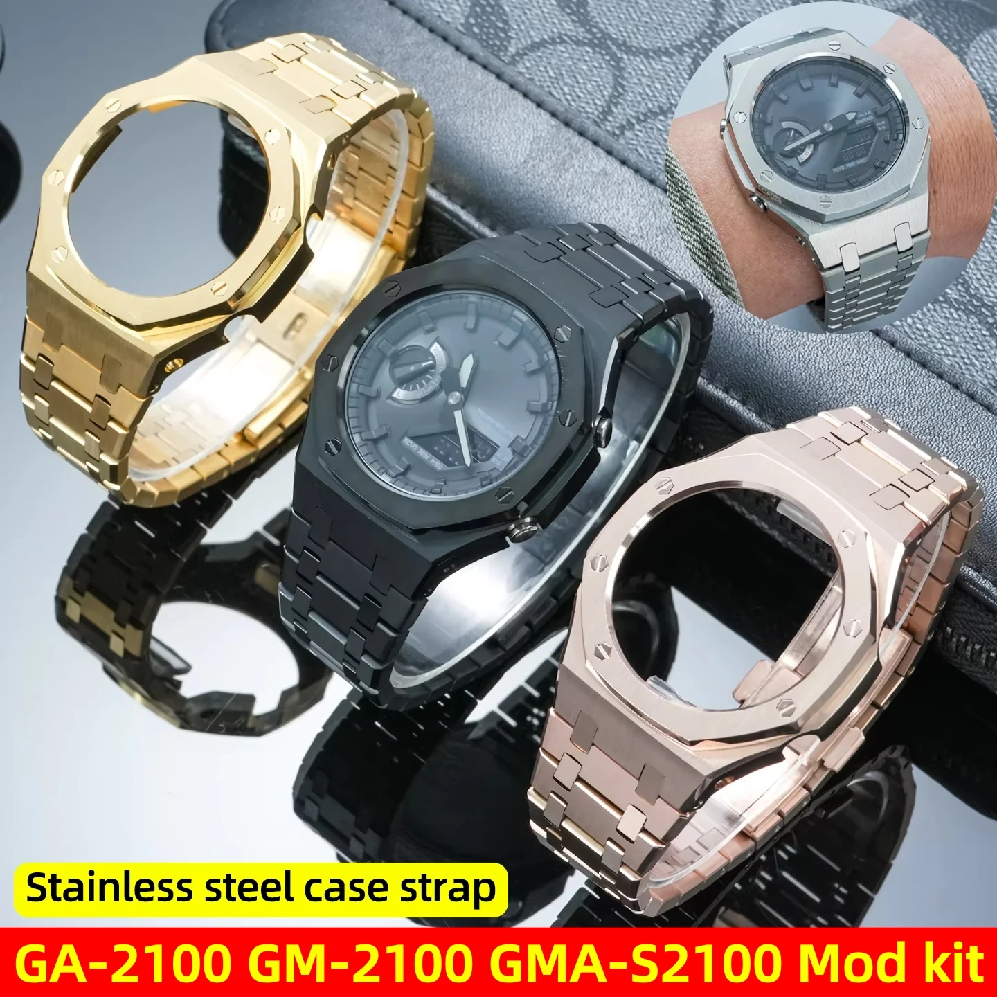 

GM2100 GA2100 Metal Mod Kit For Casioak GA-2100 GMA-S2100 GM-2100 Modification Stainless Steel case strap band watch Accessorie