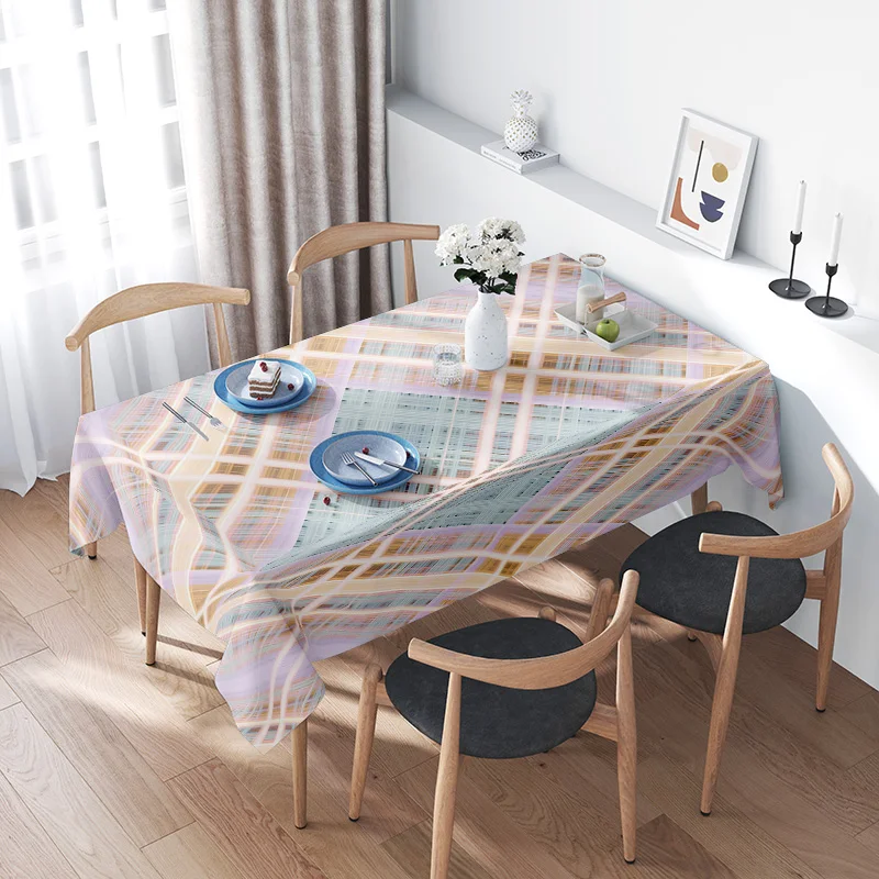 

Modern Dining Tablecloth: Geometric Plaid Design for Kitchen or Coffee Tables Suitable for Festive Gatherings Home Decor Washabl