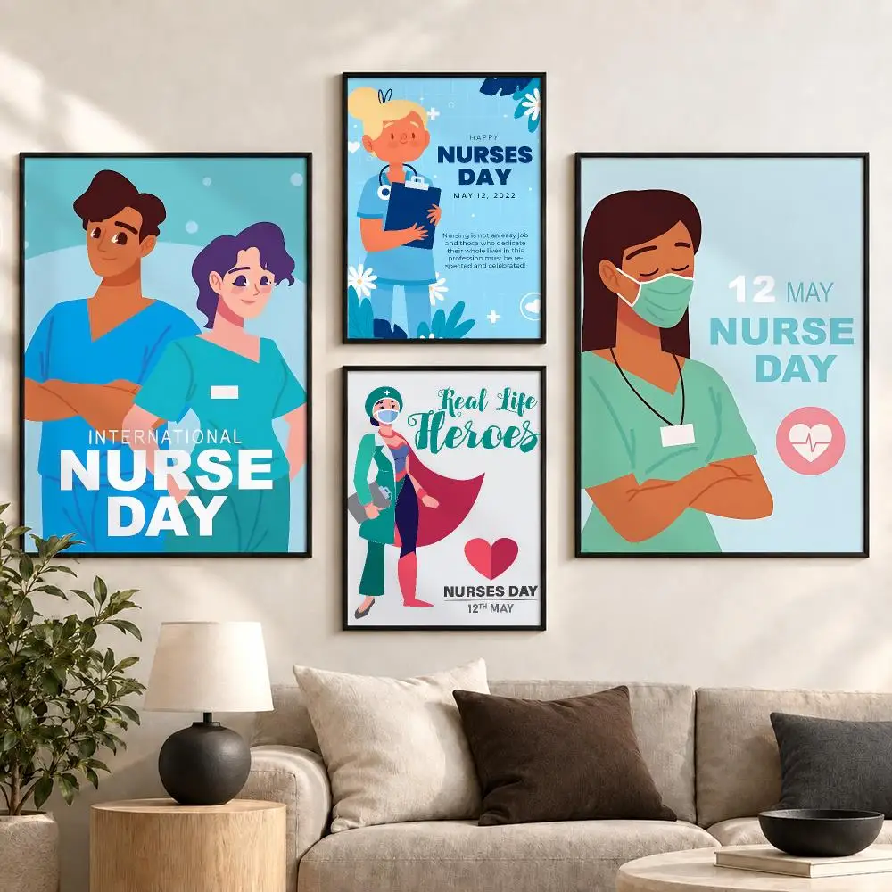 International Nurses Day Nurse Appreciation Retro Art Poster Aesthetic Art Print for Bedroom & Living Room Decor, Unframed