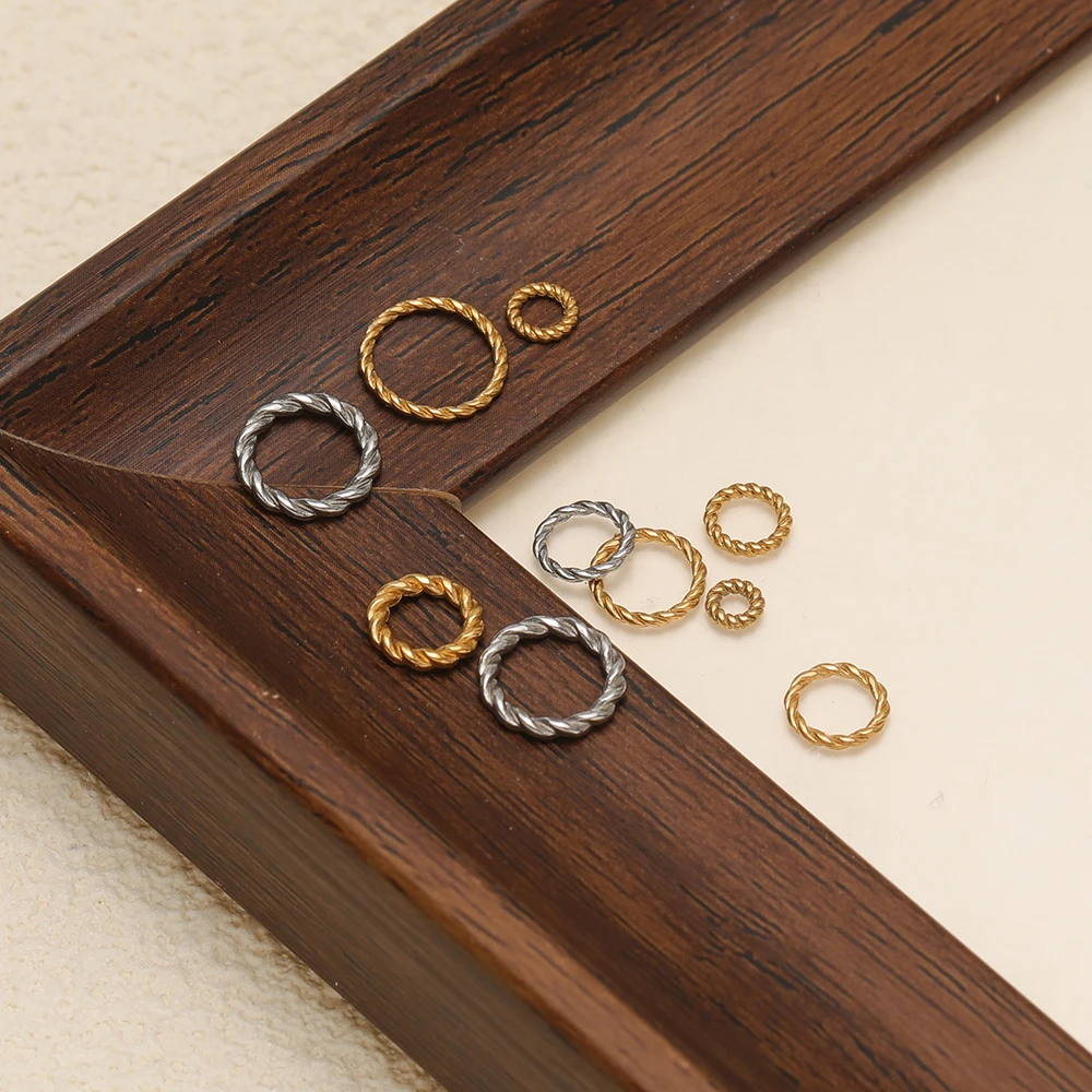 20-50 Stück 18K Gold Edelstahl Gedrehte Seil-Verbinder Geschlossene Biegeringe DIY Halskette Schmuckzubehör Ohrringherstellung – Detail 2