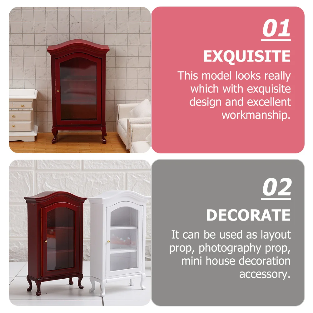 

Mini House Wooden Storage Cabinet Creative Lifelike Furniture Ornament Layout Prop Simulation Bookcase Miniature Home Decoration