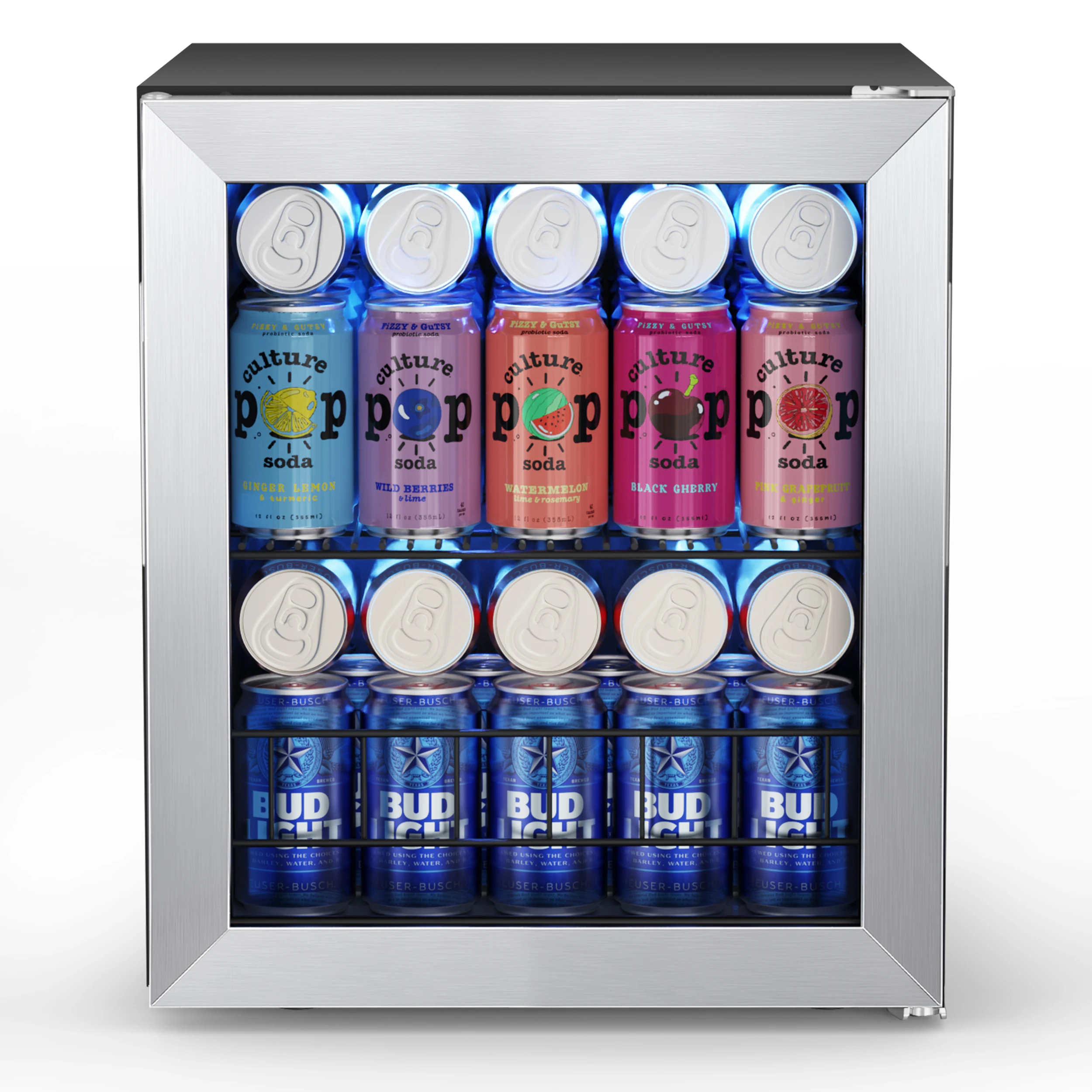 Yeego Beverage Cooler & Mini Fridge 1.6 Cu.Ft Beverage Refrigerator with Glass Doorfor 62-65 Cans of Drinks Perfect for Home