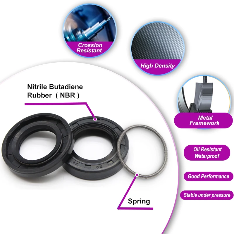 Black NBR Oil Seal ID 25mm TC-25*31/32/34/35/38/40/42/45/50/52/55/60/62*4/5/6/7/8/10/12mm Nitrile Rubber Shaft Double Lip Gasket