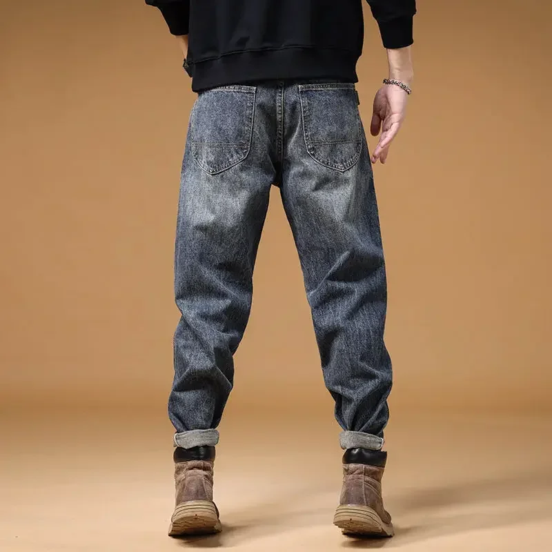 Male Cowboy Pants Harem Trousers Straight Jeans For Men Clothes Y2k 2000s Spring Autumn Korean Style Y 2k Vintage Comfortable