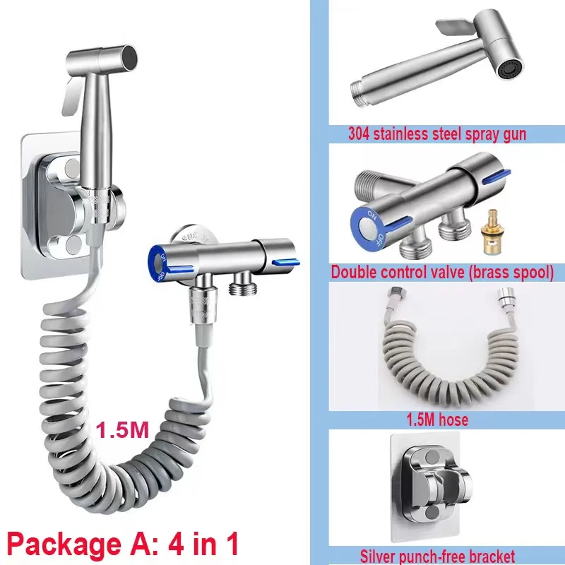 304 Stainless Steel Toilet Companion Spray Gun Set Bathroom Household Douche High Pressure Nozzle Woman Washer Water Gun