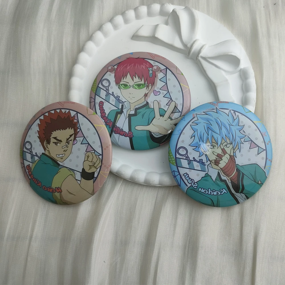 Anime The Disastrous Life of Saiki K Saiki Kusuo Teruhashi Kokomi Cosplay COSTUME Badge Pin SPTE Tinplate Brooch Prop Gift