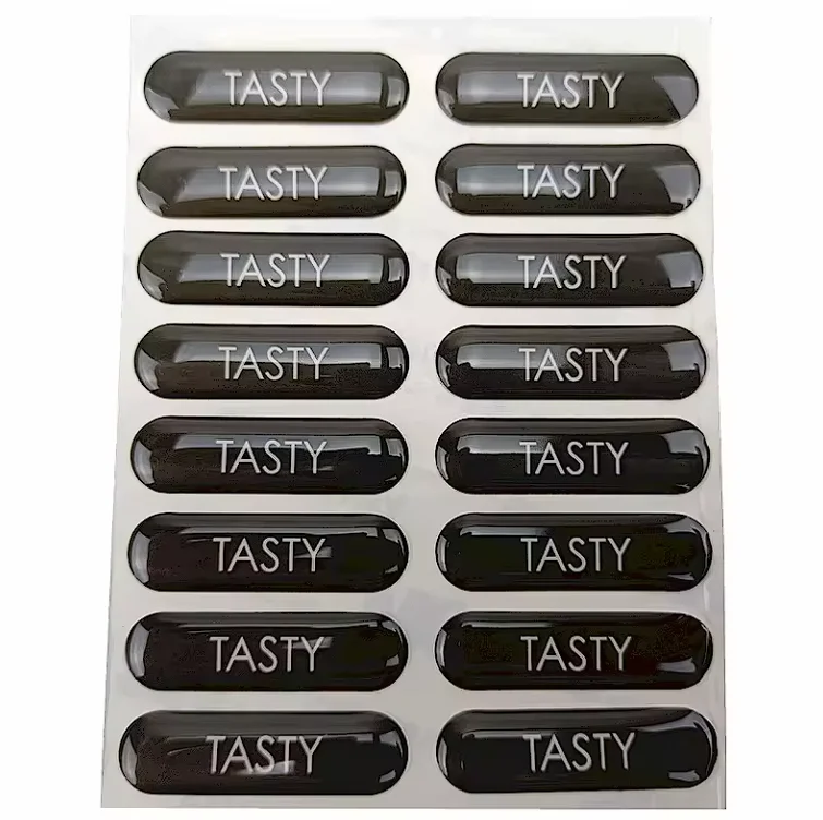 Op Maat Gemaakte Logo Clear Gel Verpakking Sticker Zacht Plastic Merk Logo Labels 3d Hars Dome Epoxy Sticker Met 3M Kleefstof