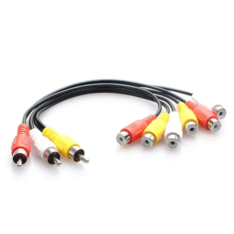 

Кабель видео 3RCA (штекер) - 6RCA (гнездо) 0.3м, AV-кабель для DVD, 3 штекера и 6 гнездов RCA, кабель-адаптер для совместного использования ТВ-приставок, 1/2 комплекта