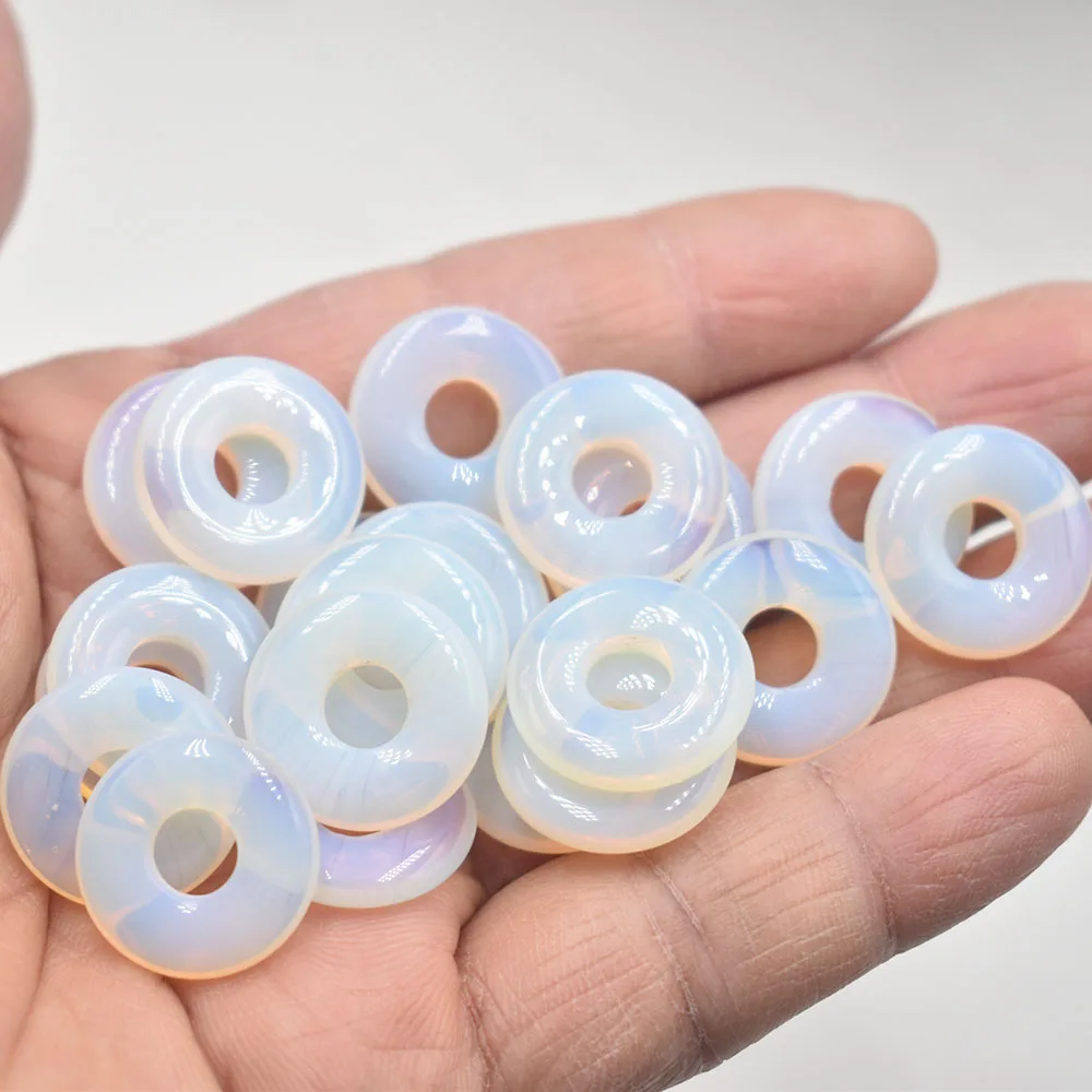 Modische, hochwertige, sortierte Naturstein-Gogo-Donut-Anhänger, Perlen 18mm für Schmuckherstellung, Großhandel 12 Stück/Los, kostenlos. – Detail 12