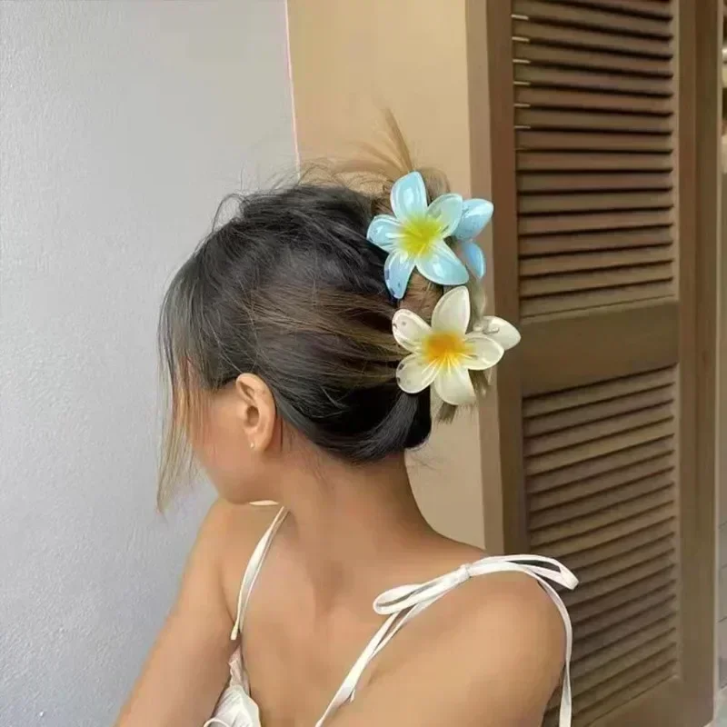 Pinzas para el pelo con forma de huevo y flor para mujer, horquilla grande para el pelo, accesorios para niña y mujer, moda Bohemia para vacaciones en la playa