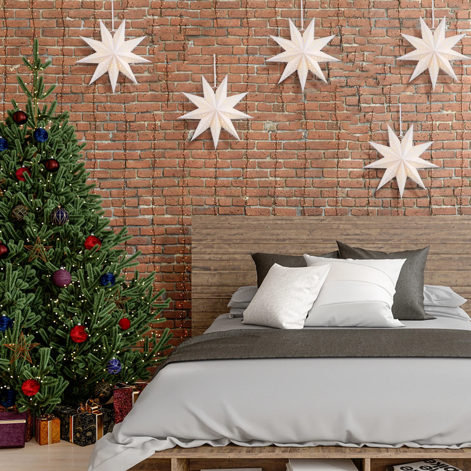 

3Pcs Star Lamp Shade Paper Christmas Hanging Lampshades Lantern Covers Decorative Lamp Shade for Home Party Lighting