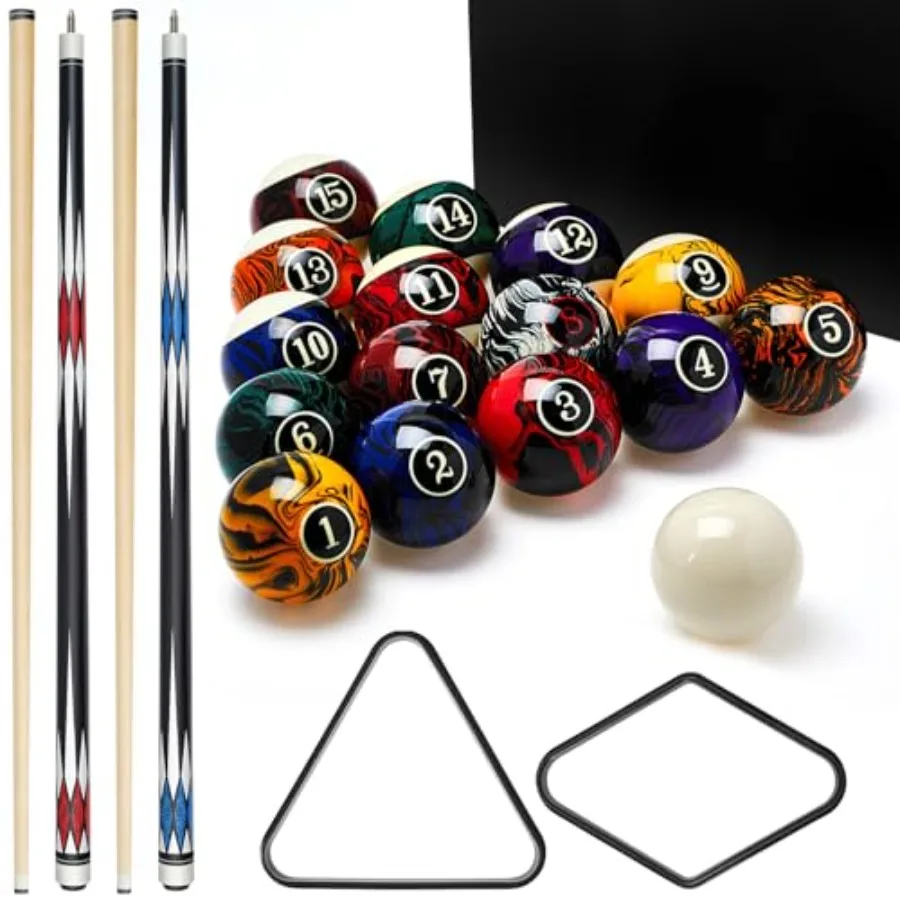 

20 Pcs Pool Ball Billiard Accessories Set Included 16 Ball 2 Pool Cues Stick 2 Frame Table Billiard Balls Set for Christmas Adu