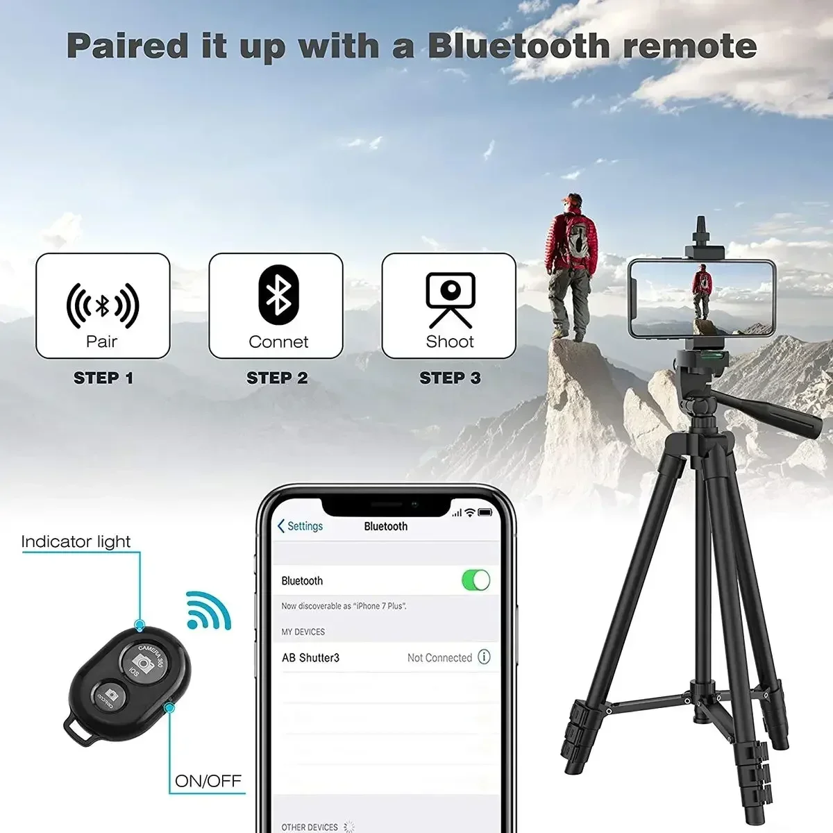 Treppiede per supporto per treppiede per fotocamera del telefono con fotografia universale leggera Bluetooth per supporto per telefono remoto Xiaomi Huawei DSLR