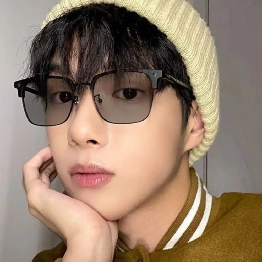 نظارات شمسية محمولة من المعدن الضوئي بيضاوية نصف إطار نظارات قراءة باللون الأسود والرمادي والفضي والأشعة فوق البنفسجية للرجال والنساء #3