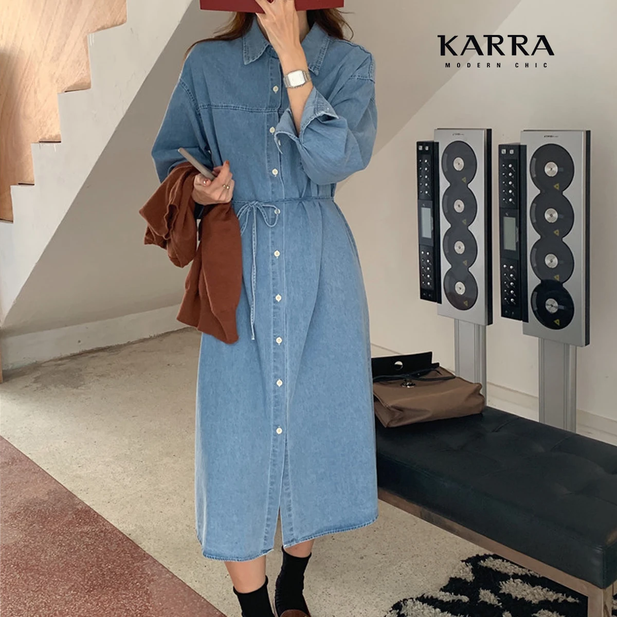 KARRA (up to 77) Pocket Kara Denim One Pie + Belt SET_KB3SOP111C