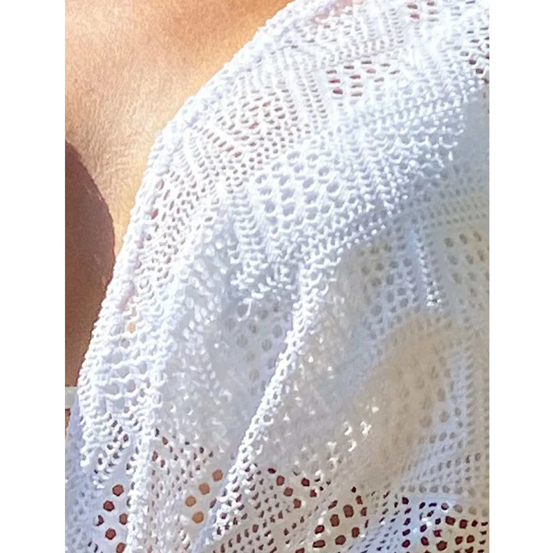 Novedad de verano, falda Sexy de encaje de Color sólido para mujer, Bikini Soluble en agua para playa, traje de baño para cubrir, ropa de protección solar