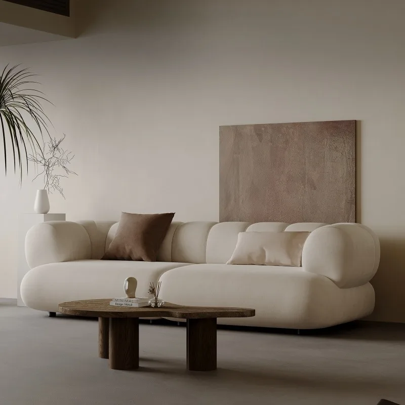 

Японский офисный диван в стиле ваби-саби, скандинавский креативный диван для гостиной, элитная мебель для дома и коммерческих помещений, кремовый стиль, FYSS